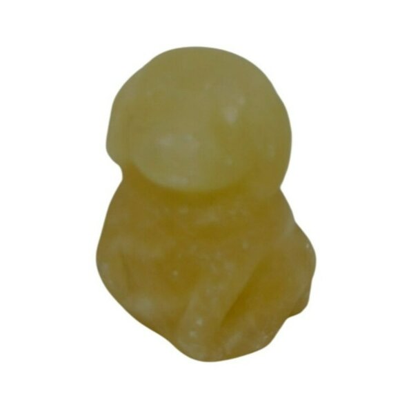 VTG Carved Stone Dog Figurine – Abstract Yellow Animal Sculpture – 1" Home Decor - Picture 1 of 5